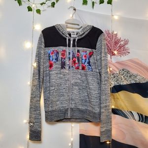 Victoria's Secret PINK Hibiscus Floral Spellout Zip Hoodie